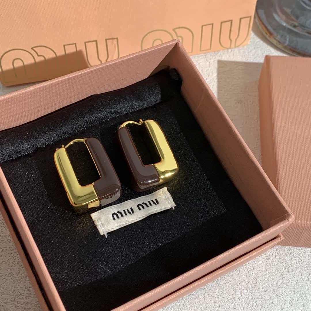 Miu Miu Elegant Brown Geometric Earrings